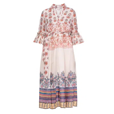 Niza Women's White Long Shirt Dress With Collar