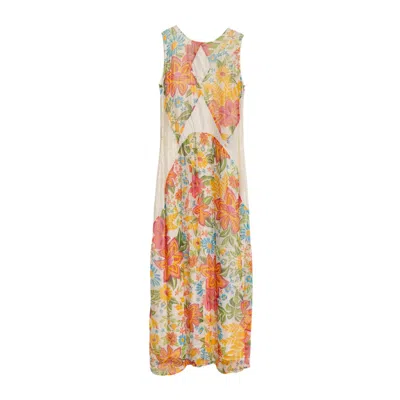 Niza Women's White / Pink / Purple Long Shimmering Dress Formentera In Multi