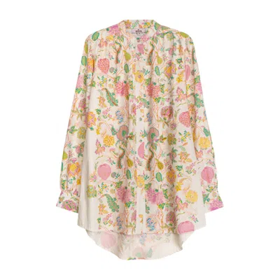 Niza Women's White Printed Floral Shirt Verbena
