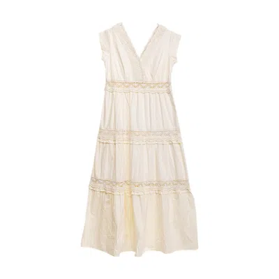 Niza Women's White Raw Lace Dress Elisa