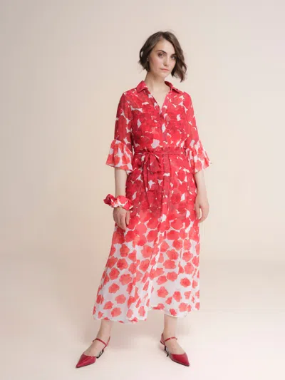 Niza Women's White / Red Mississippi Printed Long Dress In Multi