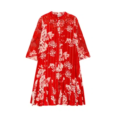 Niza Women's White / Red Short Red Shirt Dress Gardenia In Multi