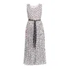 Niza Women's White Sleeveless Pleated Dress With Waist Cutout In White
