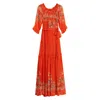 Niza Women's Yellow / Orange Long Sleeve Orange Printed Dress Zinnia In Yellow/orange