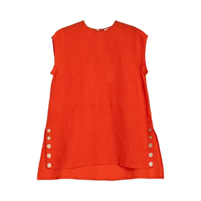 Niza Women's Yellow / Orange Orange Linen Top Cannes In Yellow/orange