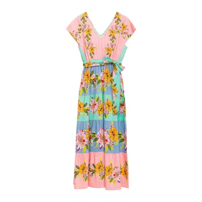 Niza Women's Yellow / Orange / Pink Long Linen Dress Camila In Multi