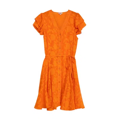 Niza Women's Yellow / Orange Short Orange Ruffled Dress Flora