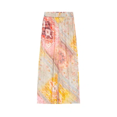 Niza Women's Yellow Trousers With A Multicolored Geometric Print