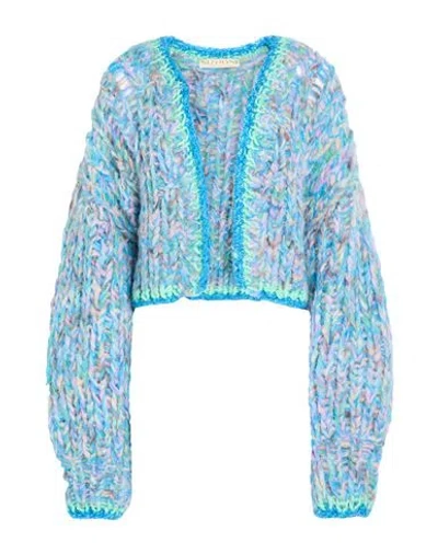 Nizhoni Woman Cardigan Azure Size 1 Alpaca Wool, Wool, Polyamide In Blue