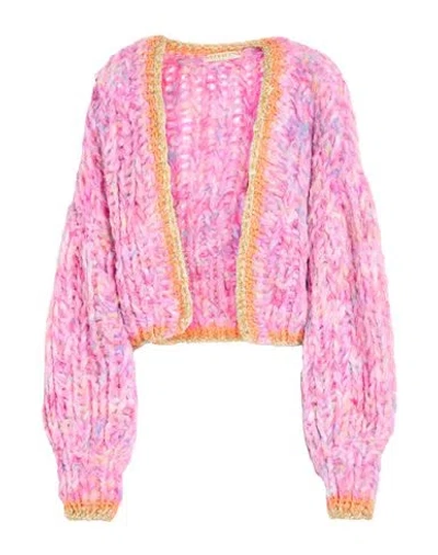 Nizhoni Woman Cardigan Fuchsia Size 1 Alpaca Wool, Wool, Polyamide In Pink