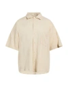 Njb New Job Brand Man Shirt Beige Size Xl Linen, Viscose In Sand