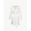 Nk Imode Womens Ivory Pamela Dreamy Lace-trimmed Silk Robe In Ivory