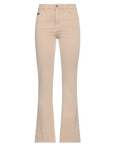 Nkn Nekane Woman Jeans Beige Size M Cotton, Viscose, Elastane