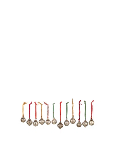 Nkuku Dew Drop Baubles In Antique Gold