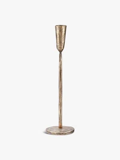 Nkuku Mbata Medium Brass Candlestick In Antique Brass