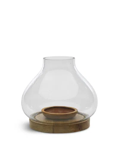 Nkuku Naryla Lantern Mango Wood Glass Large In Natural