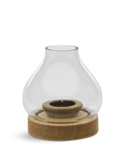 Nkuku Naryla Lantern Mango Wood Glass Small In Natural