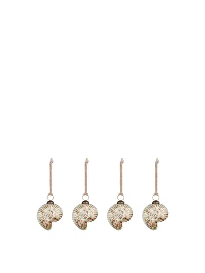 Nkuku Sachin Shell Baubles (set Of 4) In Rustic Gold
