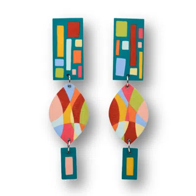 Nkv Stuff Women's Alice Hand-painted Wooden Drop Earrings