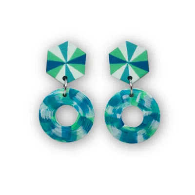 Nkv Stuff Women's Blue / Green Azure Handmade Wooden Drop Earrings