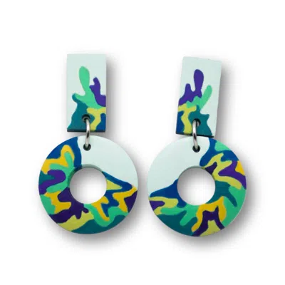Nkv Stuff Women's Blue / Green / Yellow Jesse Handmade Wooden Drop Earrings