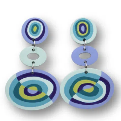 Nkv Stuff Women's Blue / Green / Yellow Leila Hand-painted Wooden Earrings