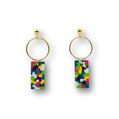 Nkv Stuff Women's Mia Wooden Earrings With Gold-plated Silver Hoops
