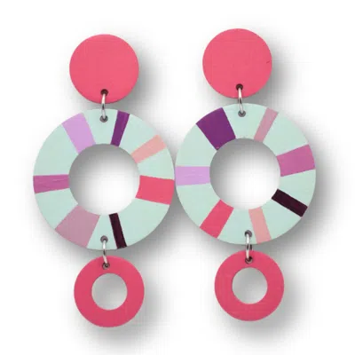 Nkv Stuff Women's Pink / Purple / Green Candy Hand-painted Wooden Drop Earrings