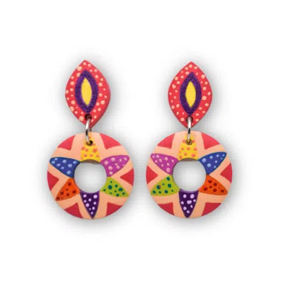 Nkv Stuff Women's Pink / Purple / Yellow Jasmine Handmade Wooden Drop Earrings