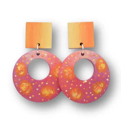 Nkv Stuff Women's Pink / Purple / Yellow Sunset Bloom Handmade Wooden Drop Earrings
