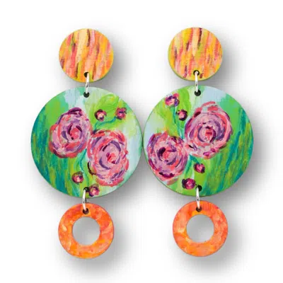 Nkv Stuff Women's Silver April Handmade Wooden Earrings