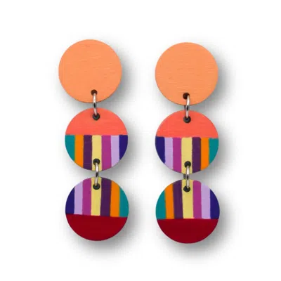 Nkv Stuff Women's Yellow / Orange / Red Hannah Hand-painted Wooden Drop Earrings