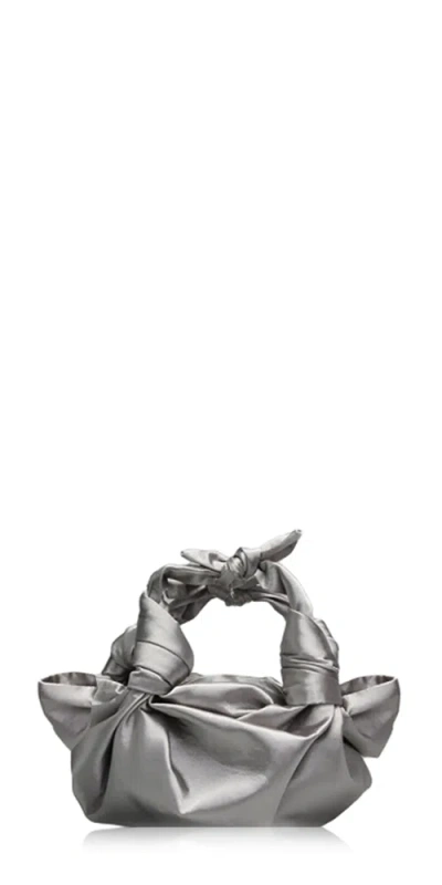 Nla Collection Silk Knot Bag Silver In Metallic