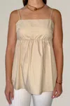 Nlt Cotton Blend Poplin Babydoll Tank Top In Beige In Beige