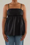Nlt Cotton Poplin Babydoll Tank Top In Black In Black