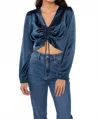 Nlt Dana Satin Top In Ink In Blue