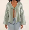 Nlt Melrose Tie Blouse In Sage In Multi