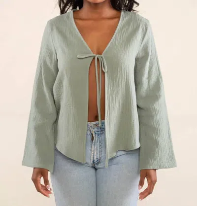 Nlt Melrose Tie Blouse In Sage In Multi