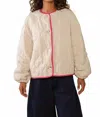 Nlt Nubi Boxy Quilted Jacket In Natural/fuchsia In Neutral