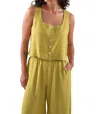 Nlt Square Neck Linen Vest In Kiwi In Multi