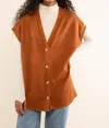 Nlt Theo Oversized Knit Vest In Camel In Brown