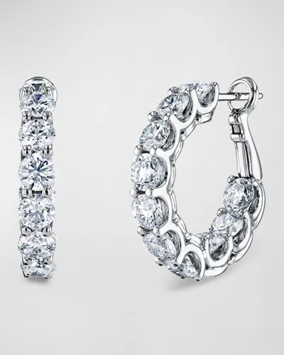 Nm Diamond Collection 18k White Gold Diamond Hoop Earrings In Metallic