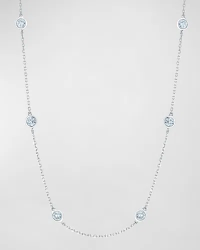 Nm Diamond Collection Platinum Diamond Station Chain Necklace In Metallic