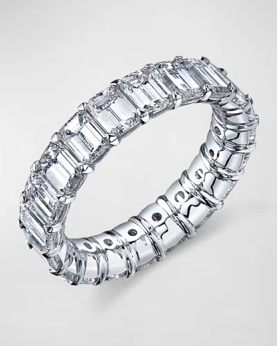 Nm Diamond Collection Platinum Emerald-cut Diamond Buttercup Eternity Ring In Metallic