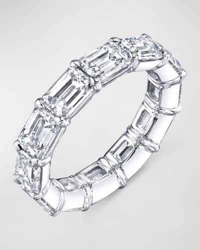 Nm Diamond Collection Platinum Emerald-cut Diamond Buttercup Eternity Ring In Metallic