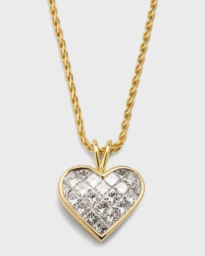 Nm Estate Estate 18k Yellow Gold 21 Diamond Invisible-set Heart Pendant Necklace