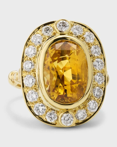 Nm Estate Estate 18k Yellow Gold Yellow Sapphire And Diamond Statement Ring In Orange
