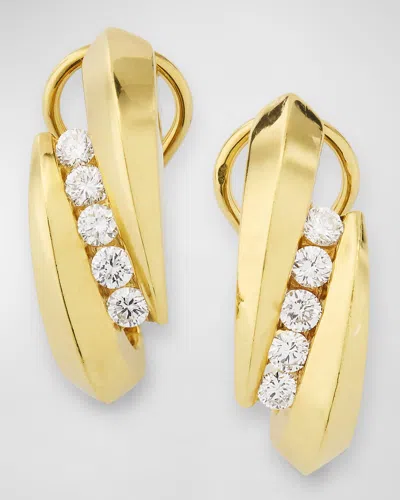 Nm Estate Estate Honora 18k Yellow Gold Diamond Twist Earrings In Diamonds