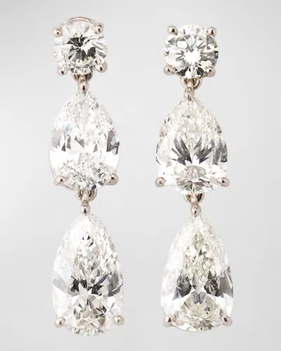 Nm Estate Estate Platinum 3-stone Flexible Drop Dangle Diamond Earrings