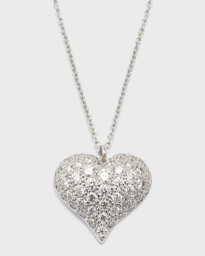 Nm Estate Estate Platinum 63 Diamond Puff Heart Pendant Necklace In Metallic
